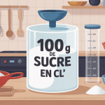 conversion 100 g de sucre en cl avec balance et verre doseur