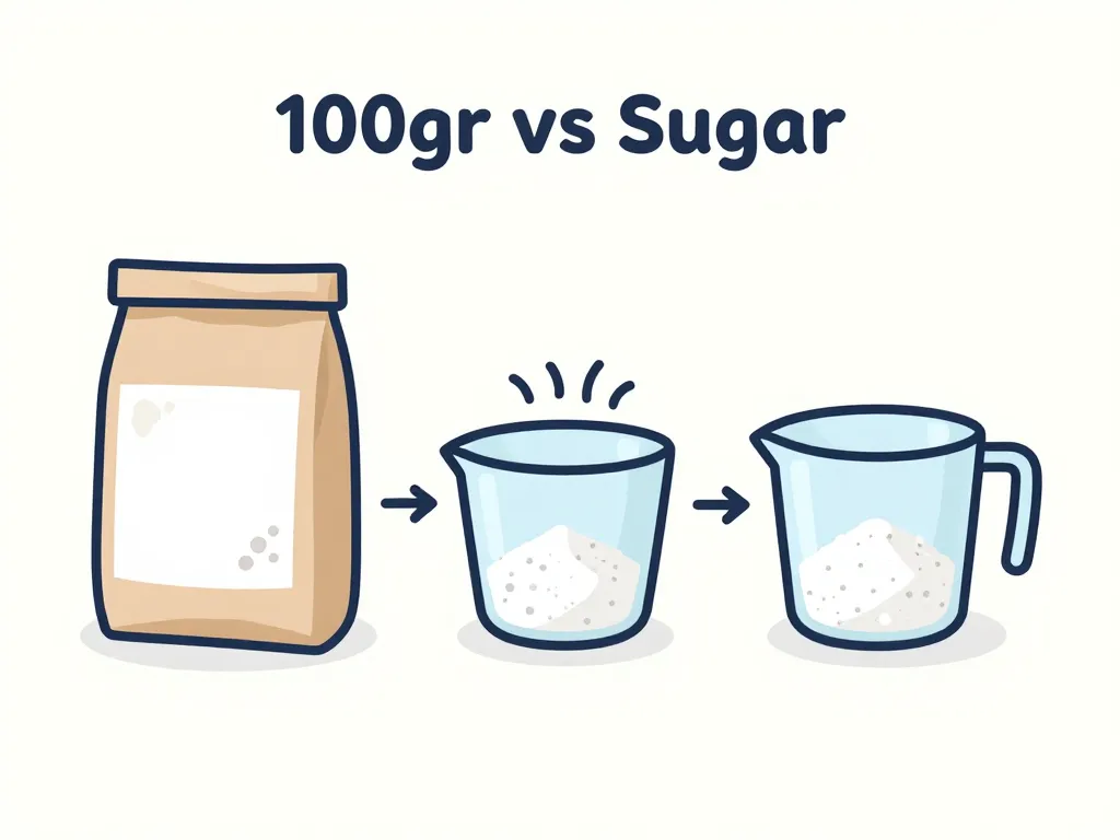 schéma conversion 100 g de sucre en cl en cuisine