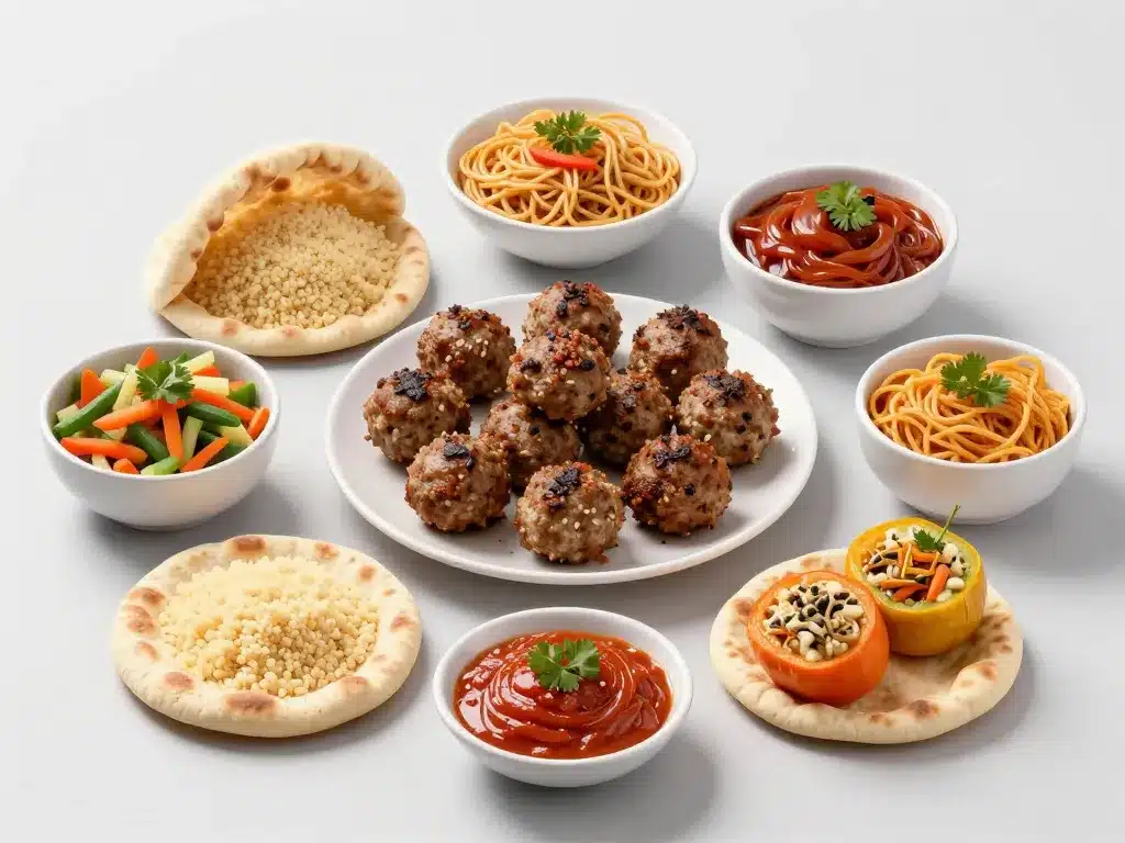 accompagnement boulette de viande original pita couscous mezze