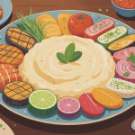 Grande assiette avec accompagnement purée varié, ambiance familiale