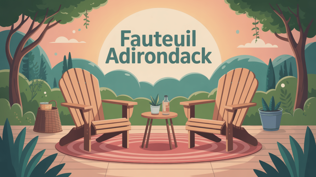 fauteuil adirondak stylisé sur terrasse verdoyante