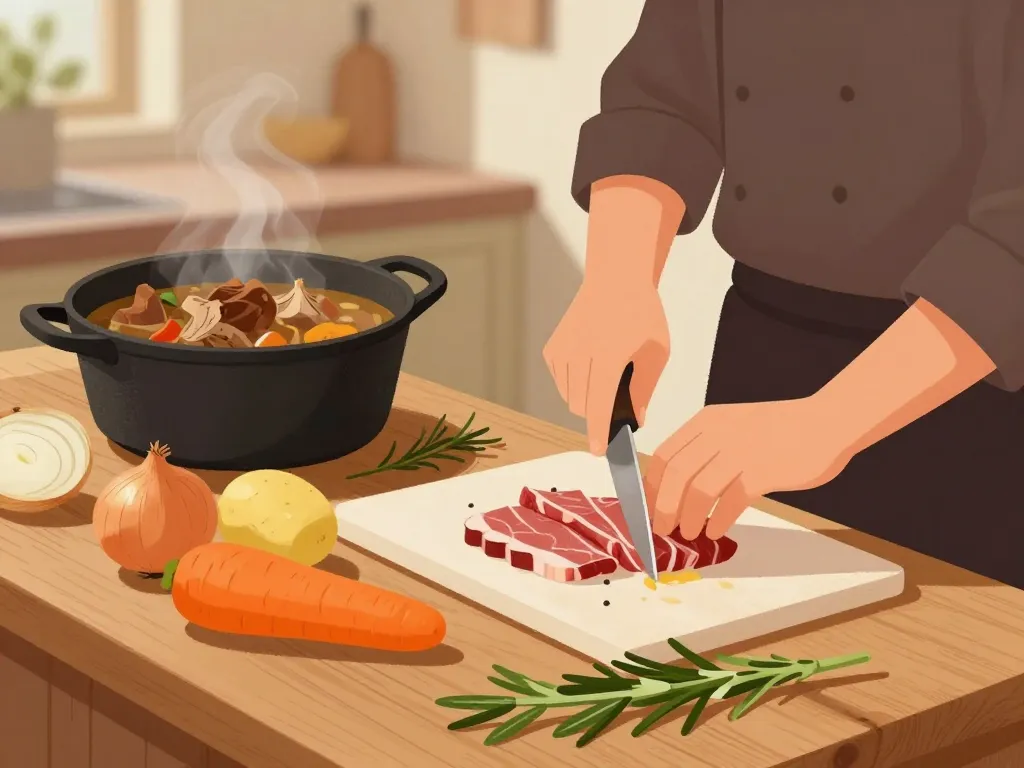 préparation des ingrédients ragout de mouton