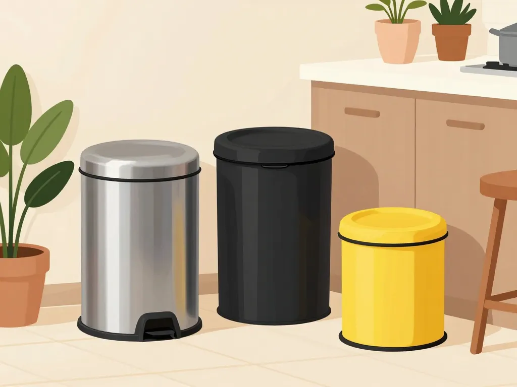 Belle poubelle matériaux et couleurs dans décor intérieur