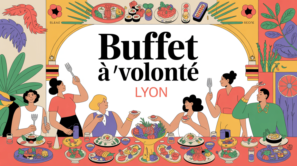 Buffet à volonté Lyon grande table festive avec différents plats