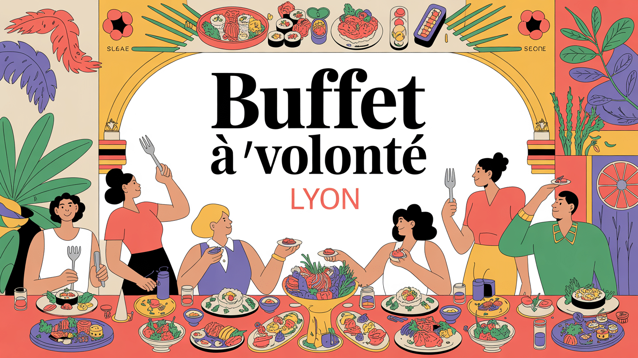 Buffet à volonté Lyon grande table festive avec différents plats