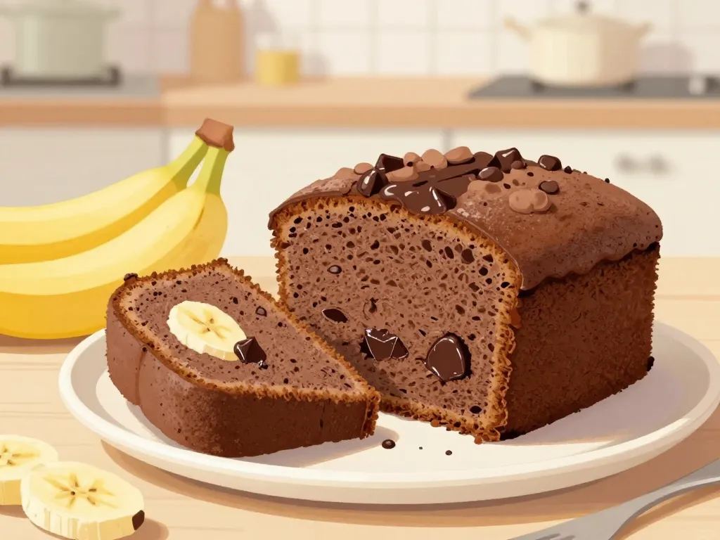 intérieur moelleux cake banane chocolat sans beurre découpé