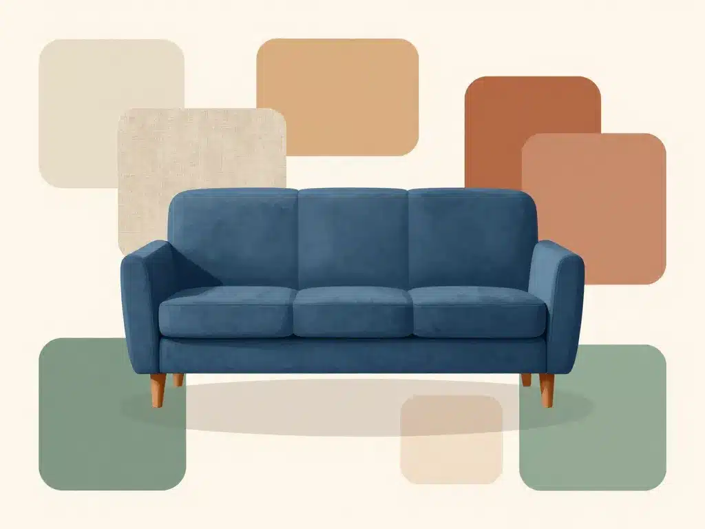 canapé bleu pétrole combinaison couleurs matières