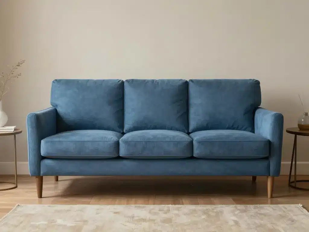 canapé bleu pétrole décoration intérieure moderne