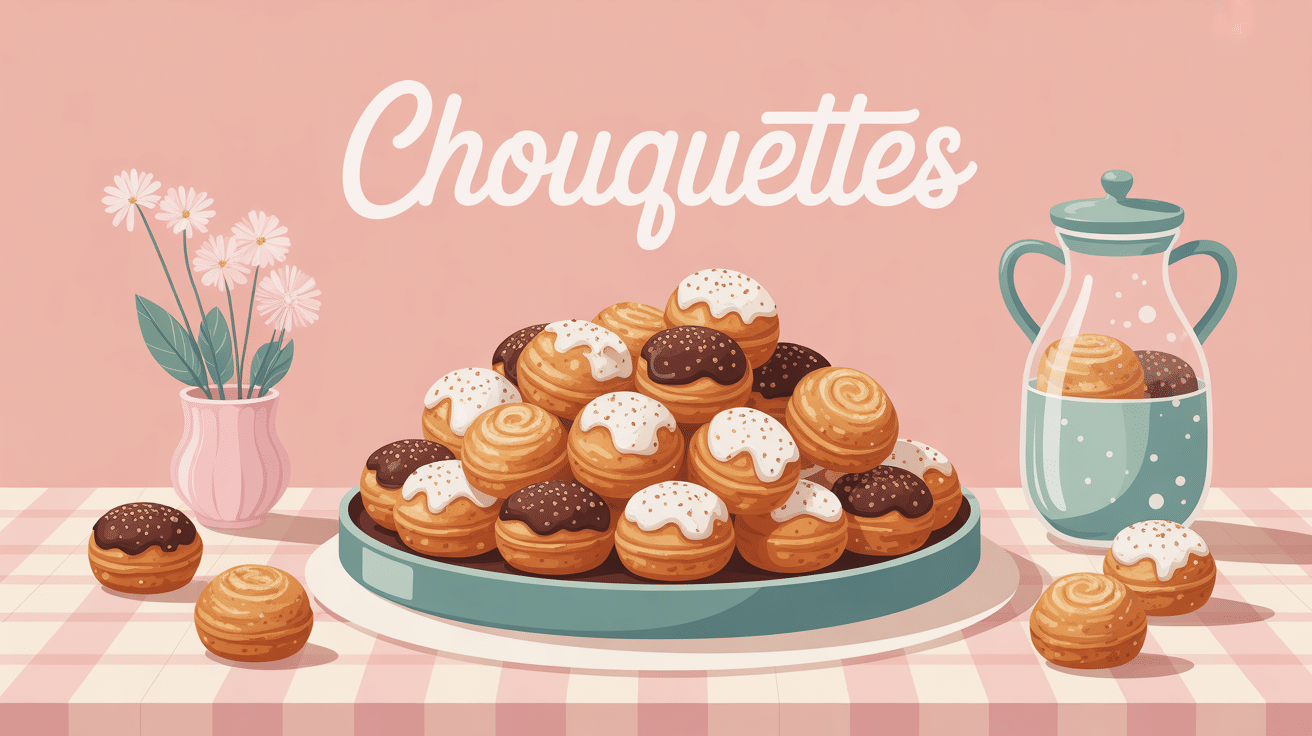 illustration chouquette dorée pâtisserie française