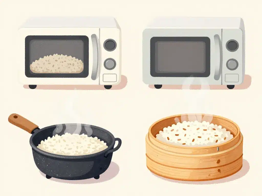 comment réchauffer du riz micro-ondes poêle vapeur