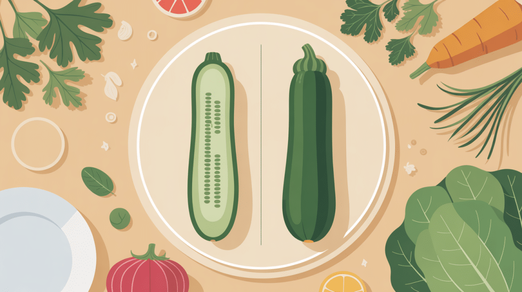 illustration concombre courgette table estivale