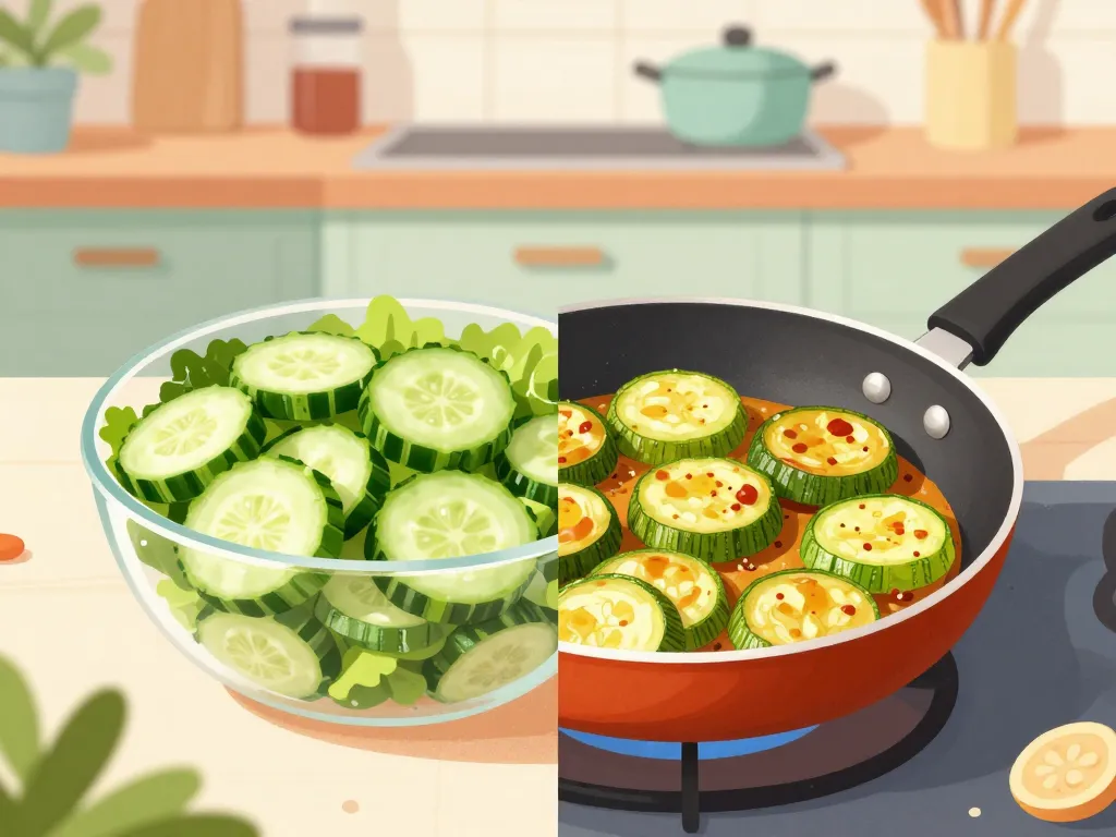 cuisiner concombre courgette saladier poêle