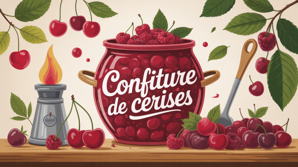 illustration pot confiture de cerises