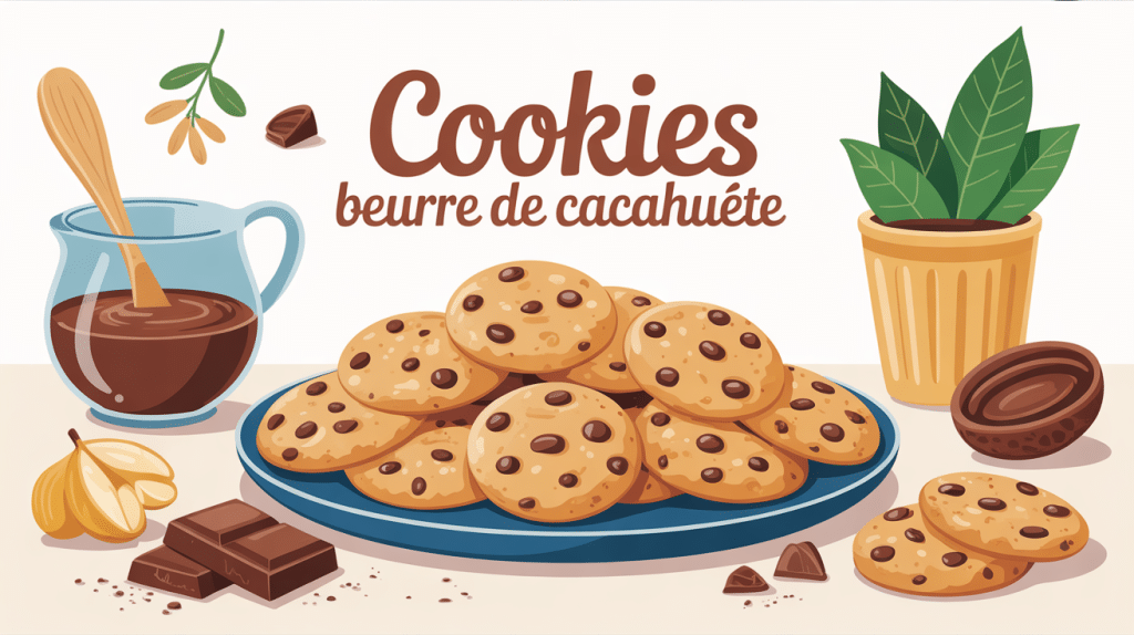 illustration cookies beurre de cacahuète moelleux ambiance cuisine