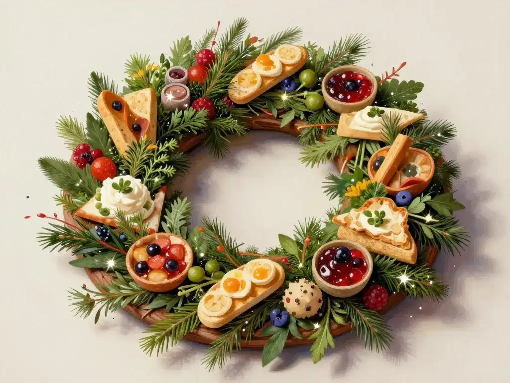 présentation décorative couronne de noel aperitif centre de table