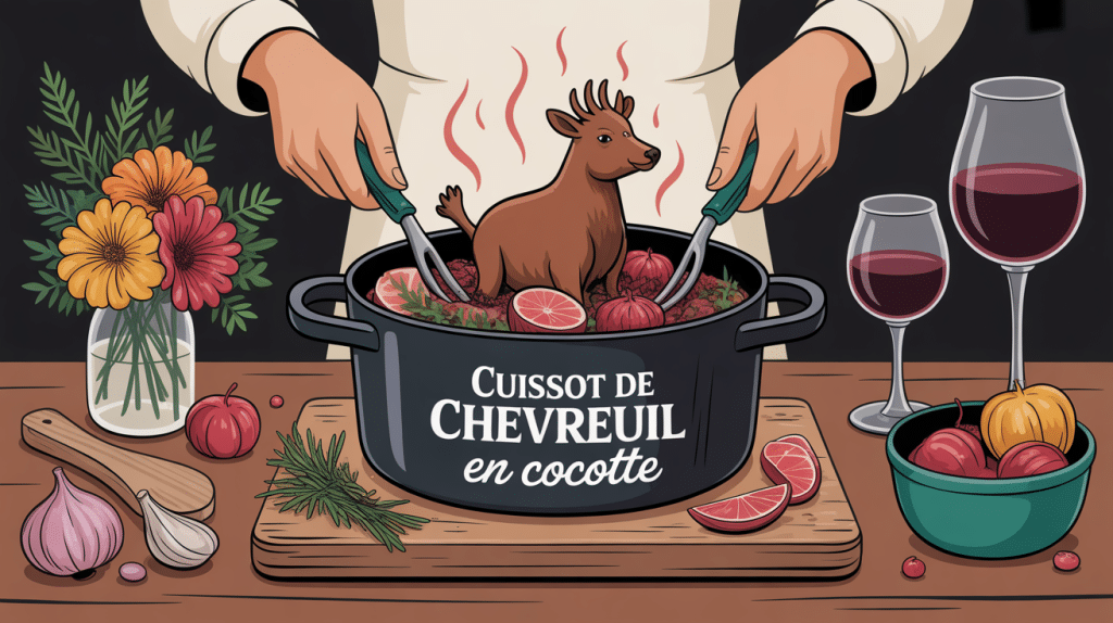 Cuissot de chevreuil en cocotte préparation festive cocotte fumante