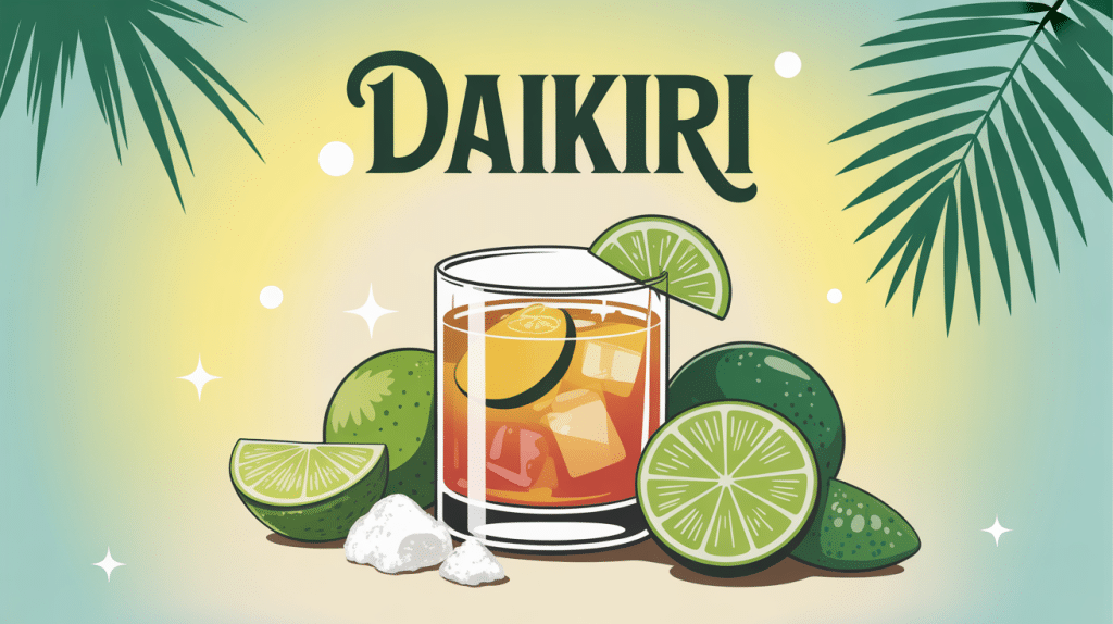 daikiri classique sur fond estival avec ingrédients
