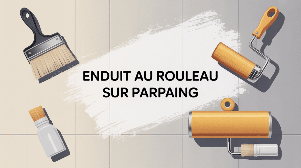 enduire un mur en parpaing au rouleau avec outils stylisés