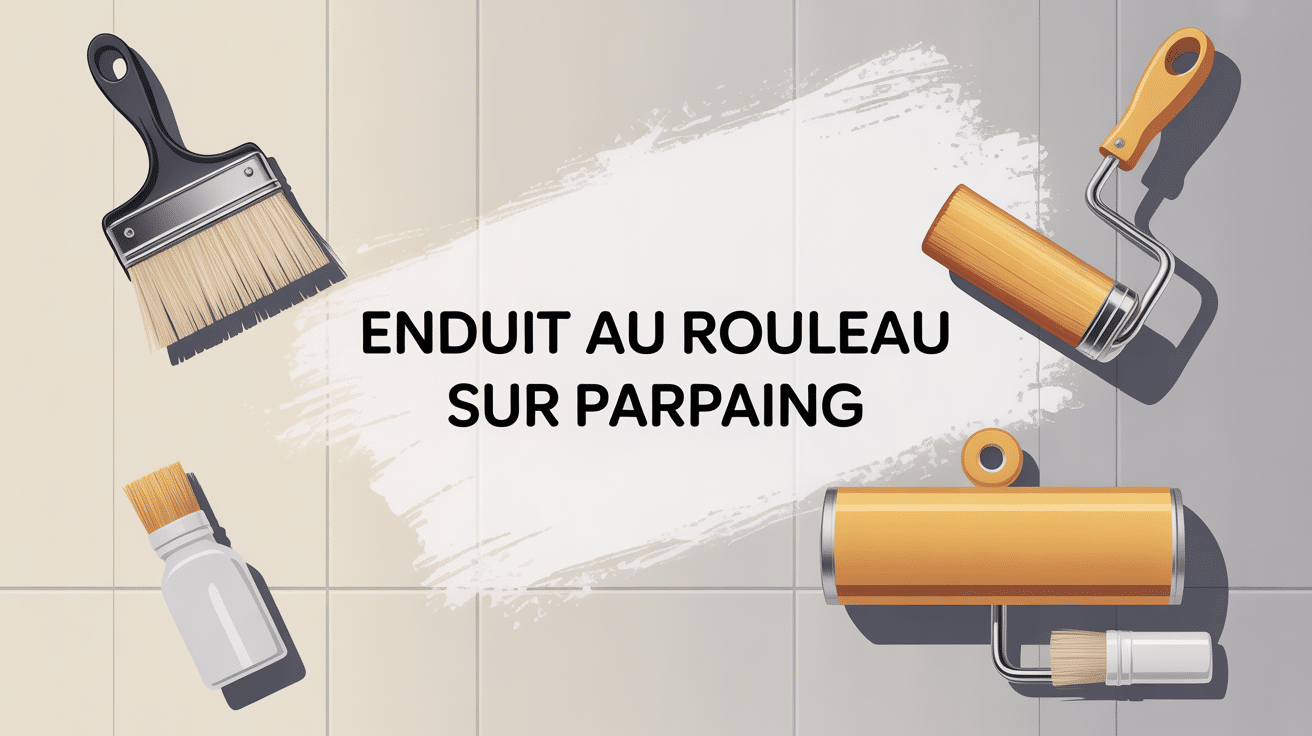 enduire un mur en parpaing au rouleau avec outils stylisés