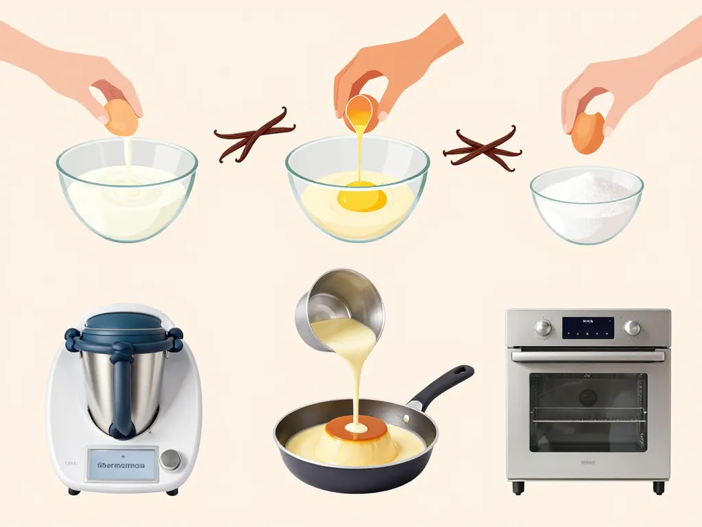 preparation etapes flan patissier thermomix pas a pas