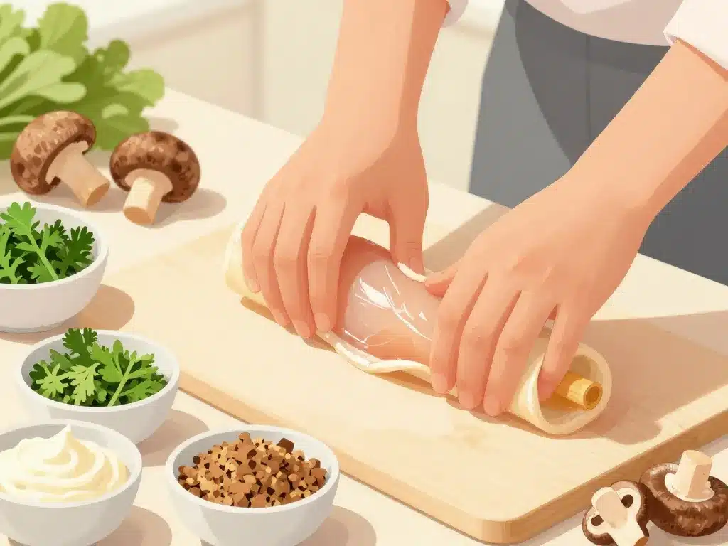 farce et roulage ballotine de volaille mains ingrédients