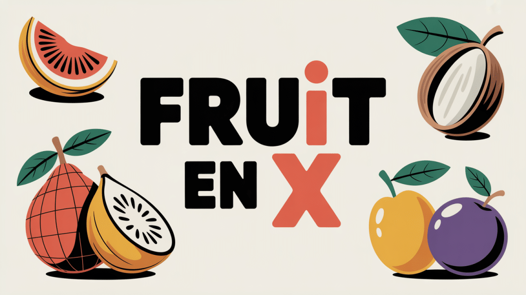 fruit en x illustrant xigua noix ximenia sur plateau de jeu