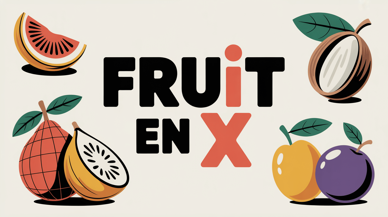 fruit en x illustrant xigua noix ximenia sur plateau de jeu