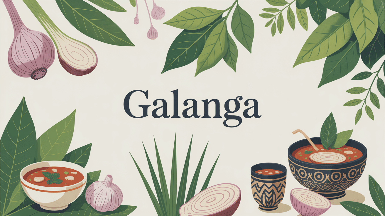 Illustration racine galanga en cuisine et bien-être