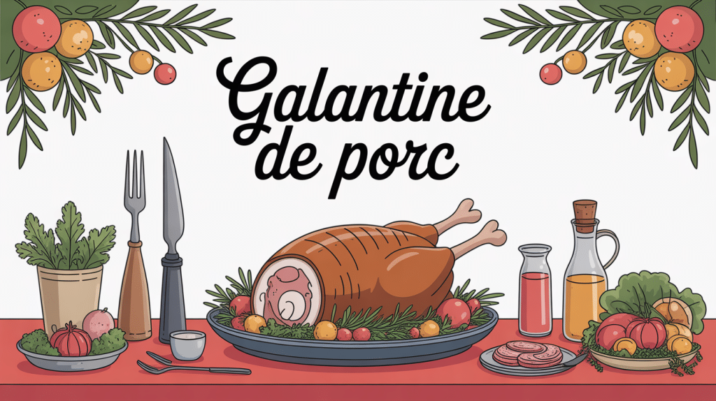 galantine de porc sur table garnie ambiance conviviale