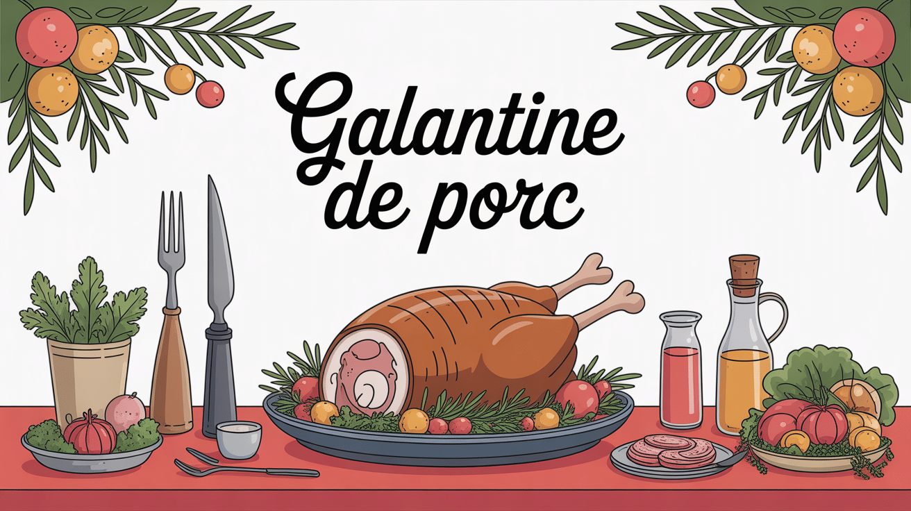 galantine de porc sur table garnie ambiance conviviale