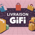 illustration gifi livraison avec colis et produits