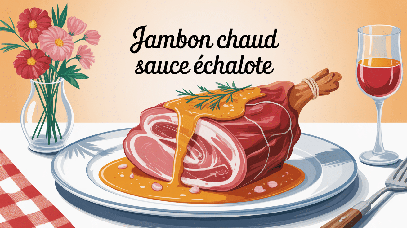 jambon chaud sauce échalote sur table de bistrot