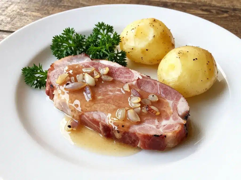 recette jambon chaud sauce échalote plat servi