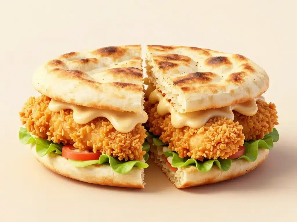 vue détaillée du kfc crispy naan et ses ingrédients