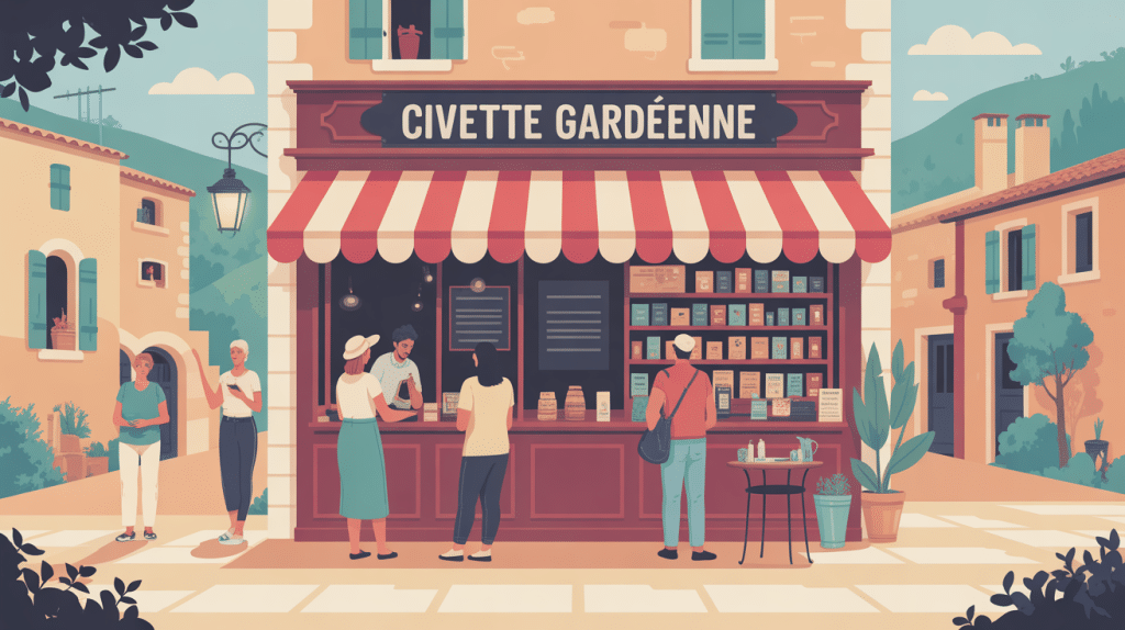 illustration stylisée la civette gardéenne bureau tabac-presse village
