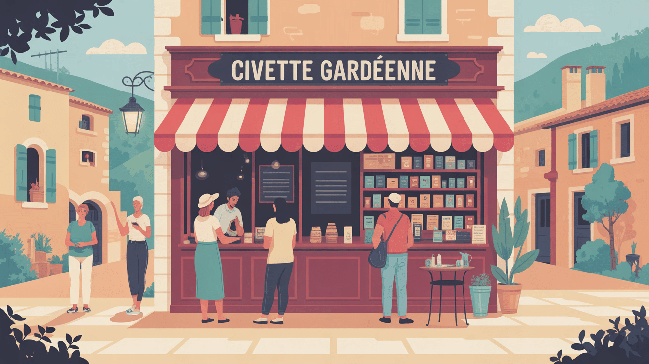 illustration stylisée la civette gardéenne bureau tabac-presse village