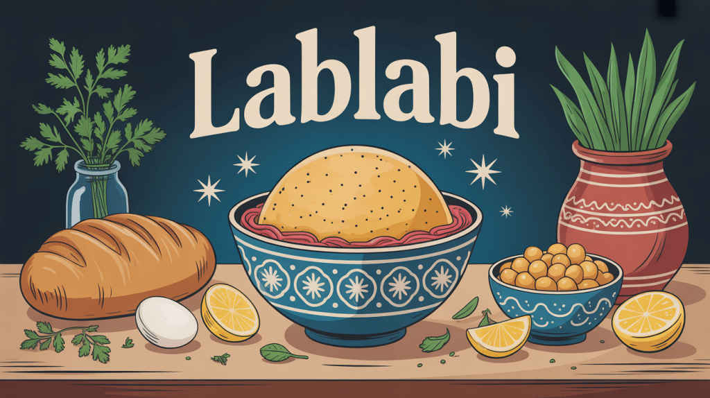 bol de lablabi avec pain pois chiches œuf citron ambiance tunisienne