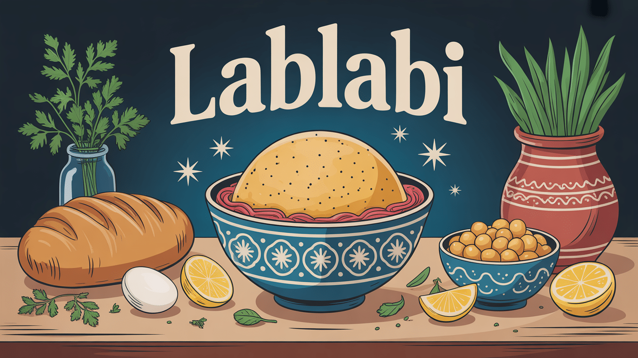 bol de lablabi avec pain pois chiches œuf citron ambiance tunisienne