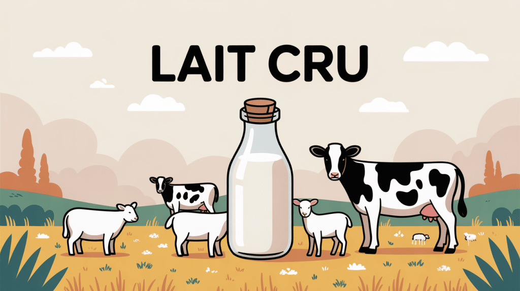 illustration champêtre moderne lait cru vache chèvre brebis