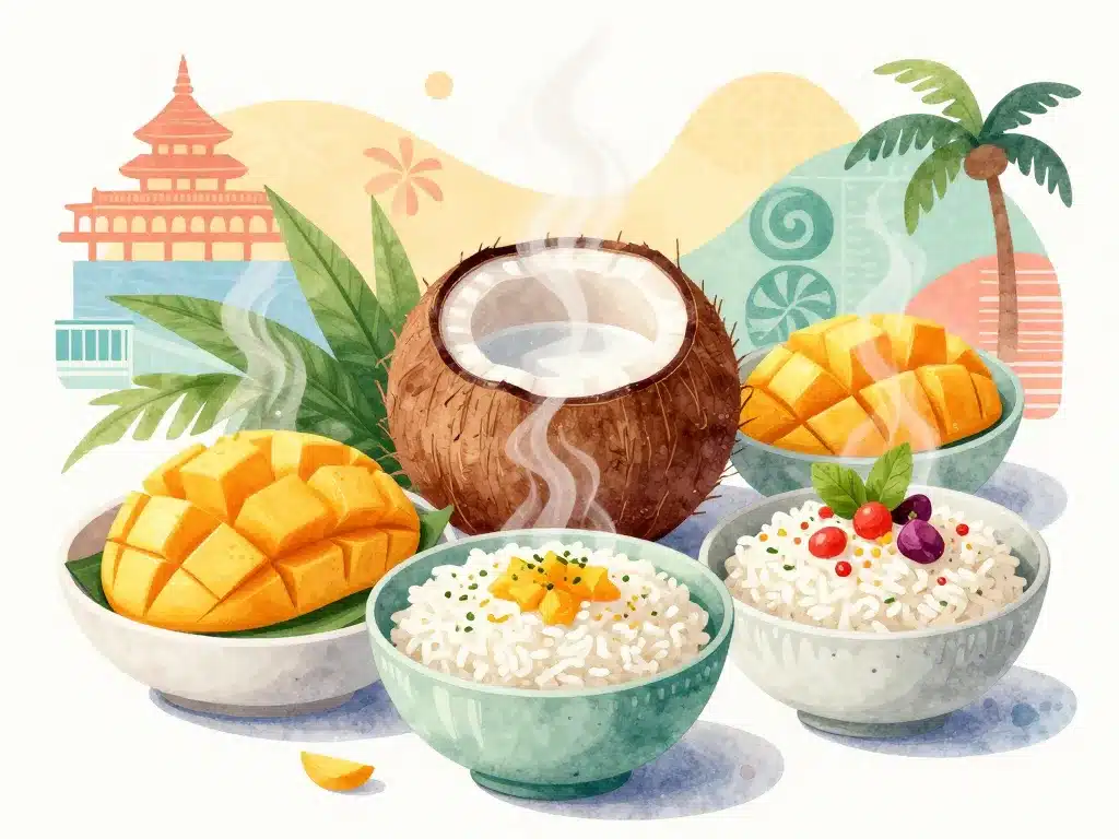 desser lacté lait de coco et riz mangue inspiration monde