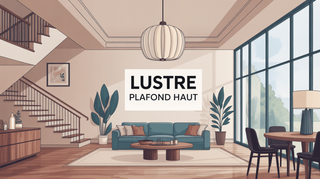 illustration lustre plafond haut moderne décor élégant
