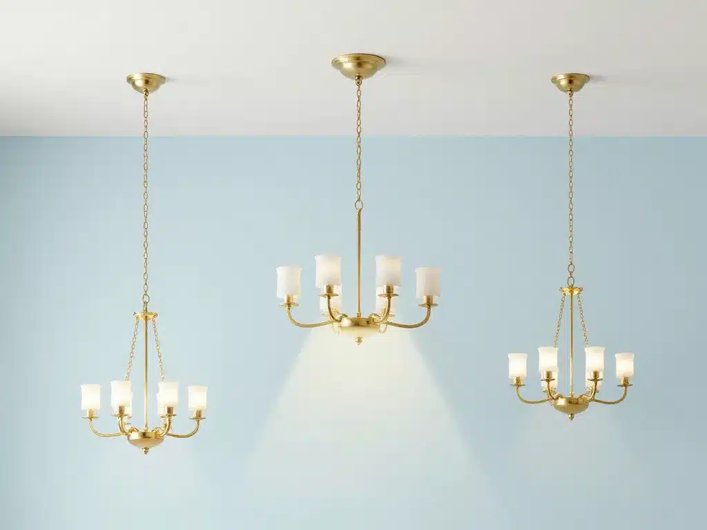 schéma lustre plafond haut proportion dimension