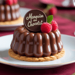 marquise au chocolat avec biscuit décorée élégamment