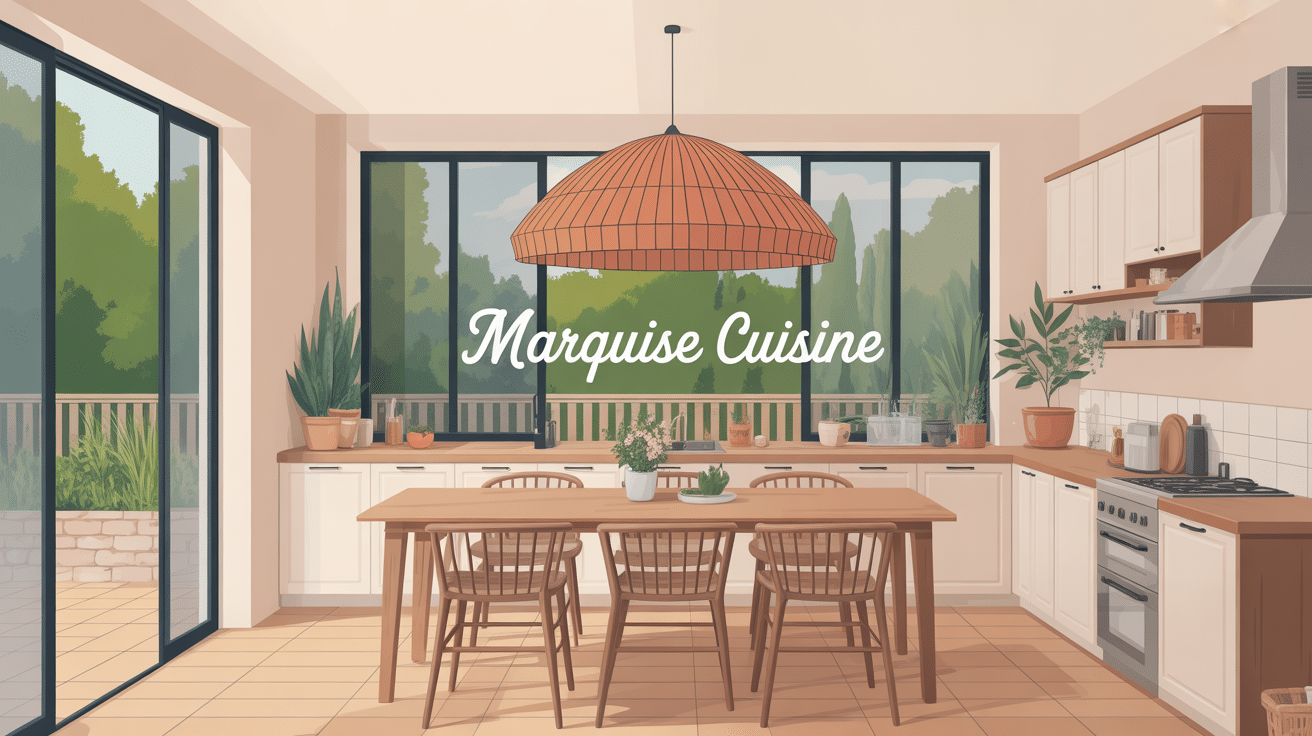illustration marquise en cuisine moderne terrasse