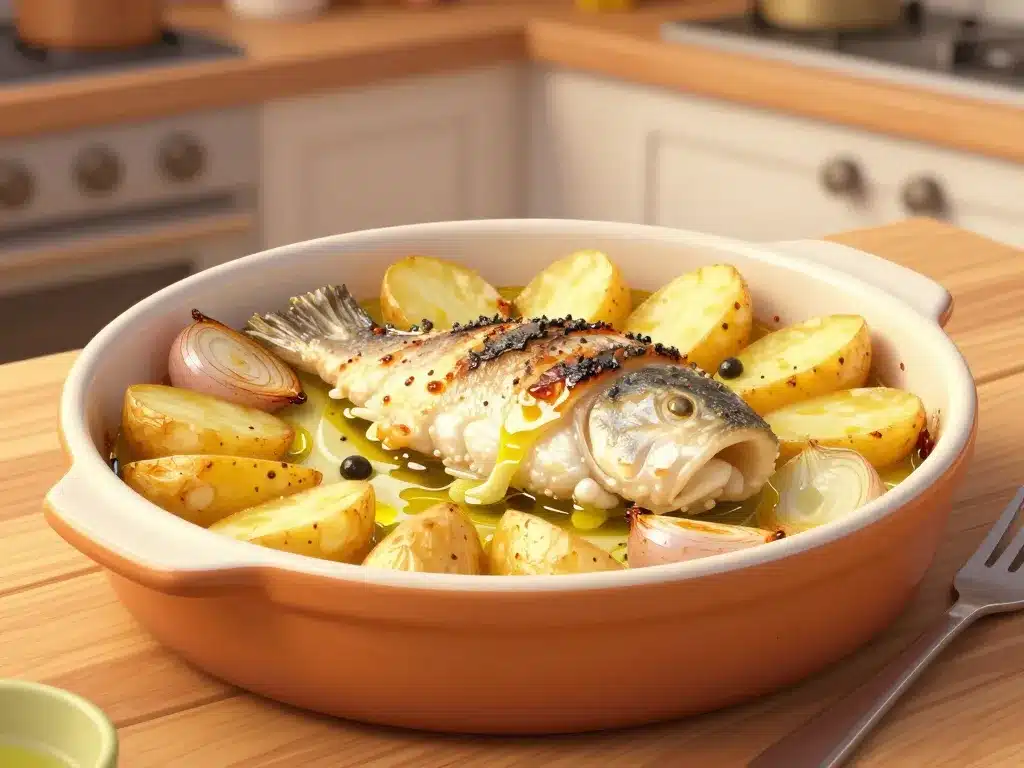 morue a braga au four avec pommes de terre dorées