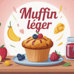 Muffin léger doré entouré d'ingrédients sains