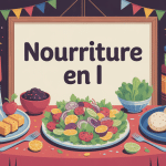 illustration nourriture en i sur une table atelier festif