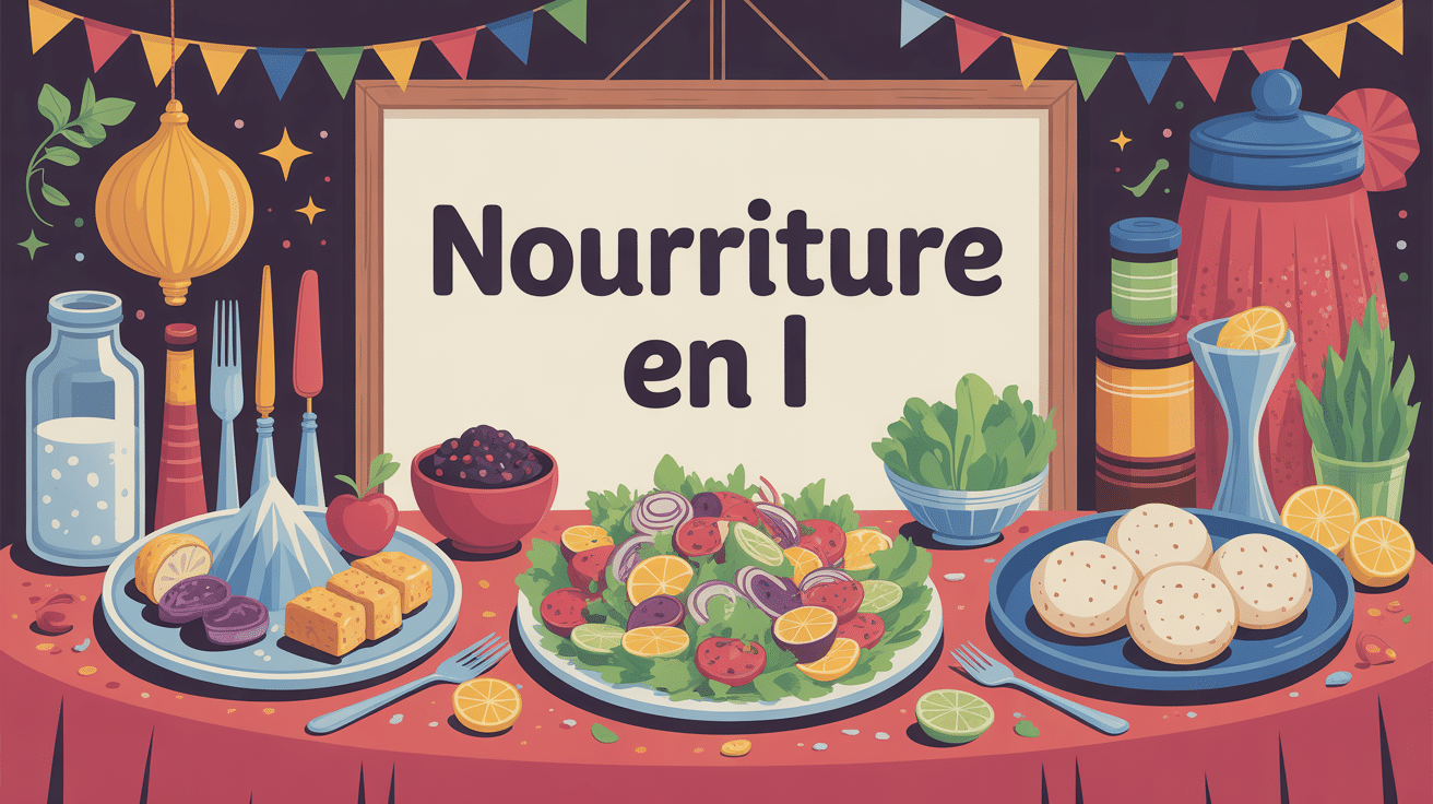 illustration nourriture en i sur une table atelier festif