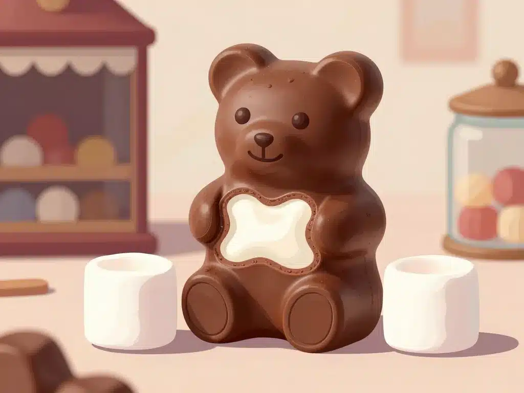 ourson guimauve coupé, texture et tradition