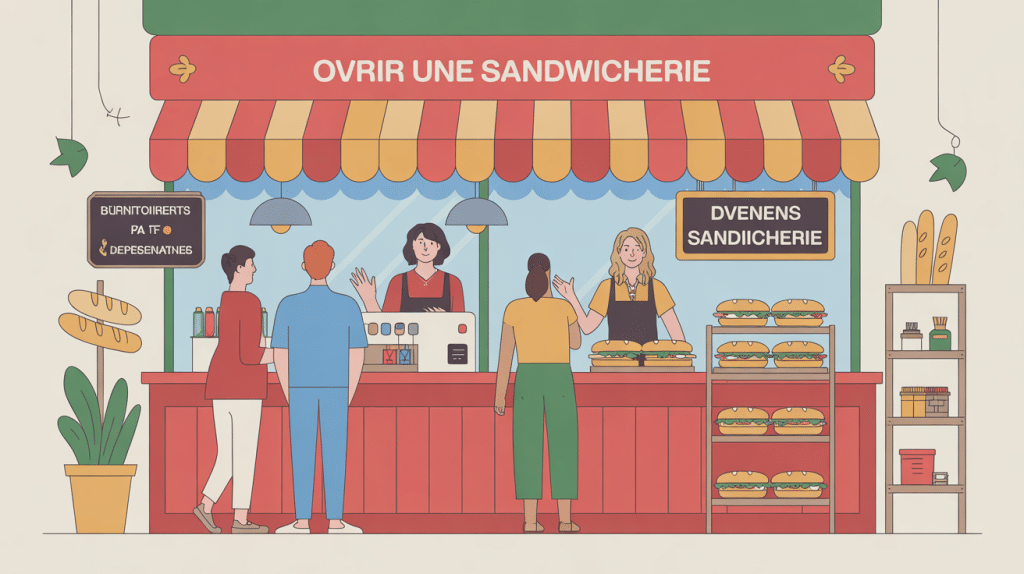 illustration sandwicherie devanture moderne 2025